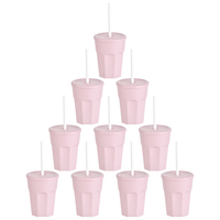 Engelland 10 X Kunststoffbecher Mit Deckel Trinkbecher Plastikbecher 250 Ml Rosa