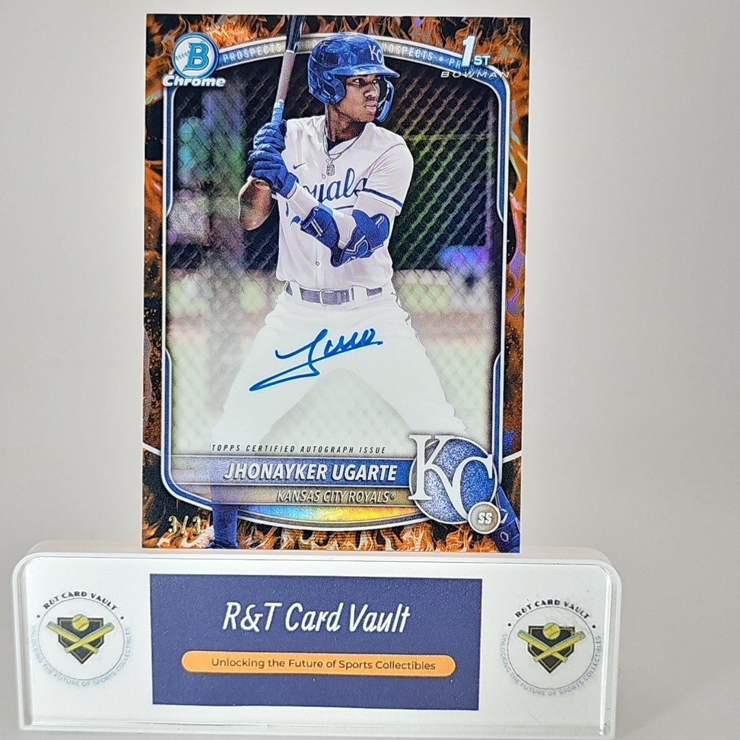 2025 Bowman Chrome Jhonayker Ugarte 1st Auto Firefractor /3 Royals #CPA-JU