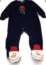 Carter's Kids Navy Velour 1pc Christmas Holiday Unisex 18 mos.