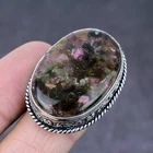 Watermelon Tourmaline Gemstone Handmade 925 Sterling Silver Ring Size 7 K796