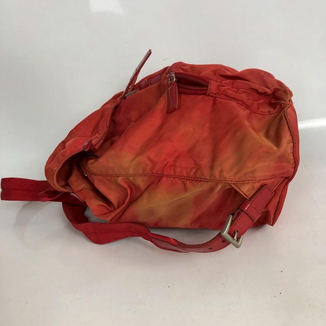 PRADA Backpack Nylon Red Triangle Plate Engraved Lightweight Drawstring Type Wom thumbnail 3