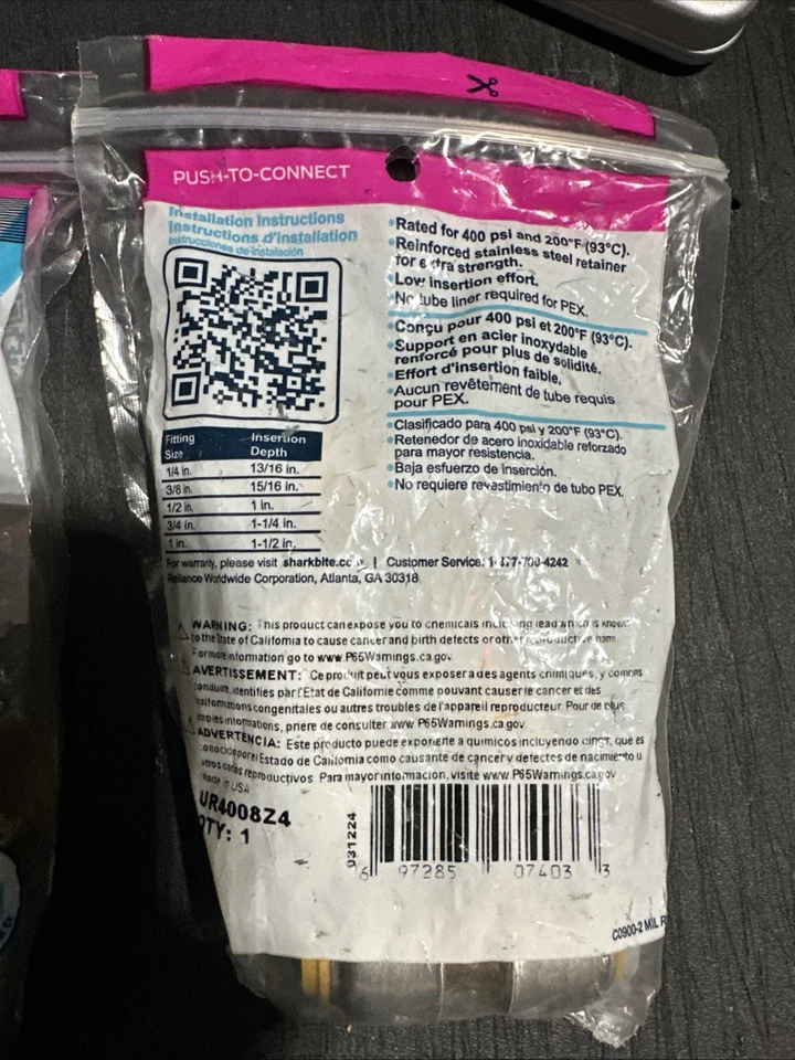 2 (4 Pack, Total 8 )sharkbite push to connect 1/2” x1/2” PB polybutylene adapter - Image 4 of 4