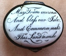 *SCARCE Antique..Trade..bless our Isle..Battersea Bilston Enamel Snuff Box c1790