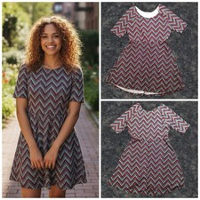 L8ter 8 Rainbow Chevron Stretch Party Mini Dress Women Size Medium