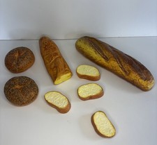 Lot of 8 large Fake Breads Loaf Food Realistic Display Prop Rustic Bakery