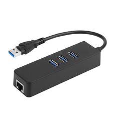USB 3.0 Hub 3-Port w/ Gigabit Ethernet Adapter Black