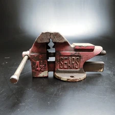 Sears 4.5" Swivel Bench Vise Vintage Cast Iron Anvil Heavy Duty Garage Tool