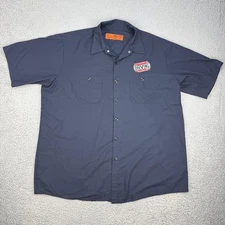 Automotive Driving Museum Shirt Mens 2XL Button Up Short Sleeve Red Kap