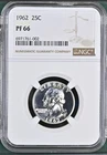 1962 Silver Proof Washington Quarter 25c Coin NGC Certified PF68 Cameo