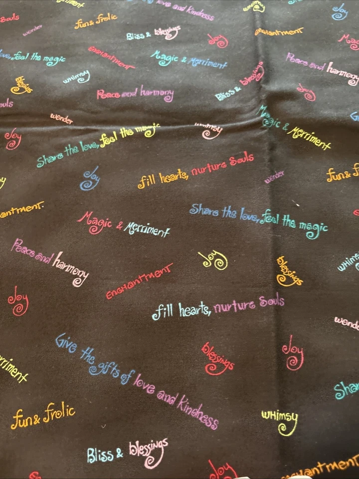 Laurel Burch “Holiday Collection” For Clothworks Cotton Fabric “Words” 44” x BTY - Image 2 of 3