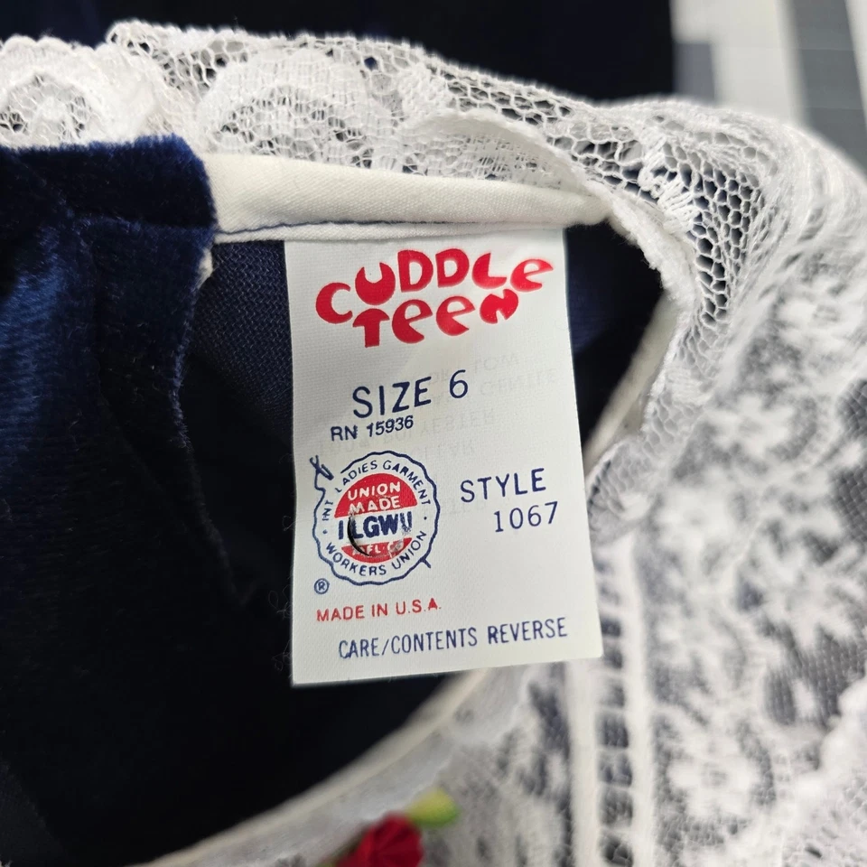 De Colección Vestido Cuddle Adolescente Niña 6 Terciopelo Encaje Manga Larga Coqueta Casa de Campo Navidad Foto 3 de 4