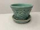 Vintage McCoy Pottery Green Hobnail & Leaves Planter Saucer 6x4 1940's 4"T