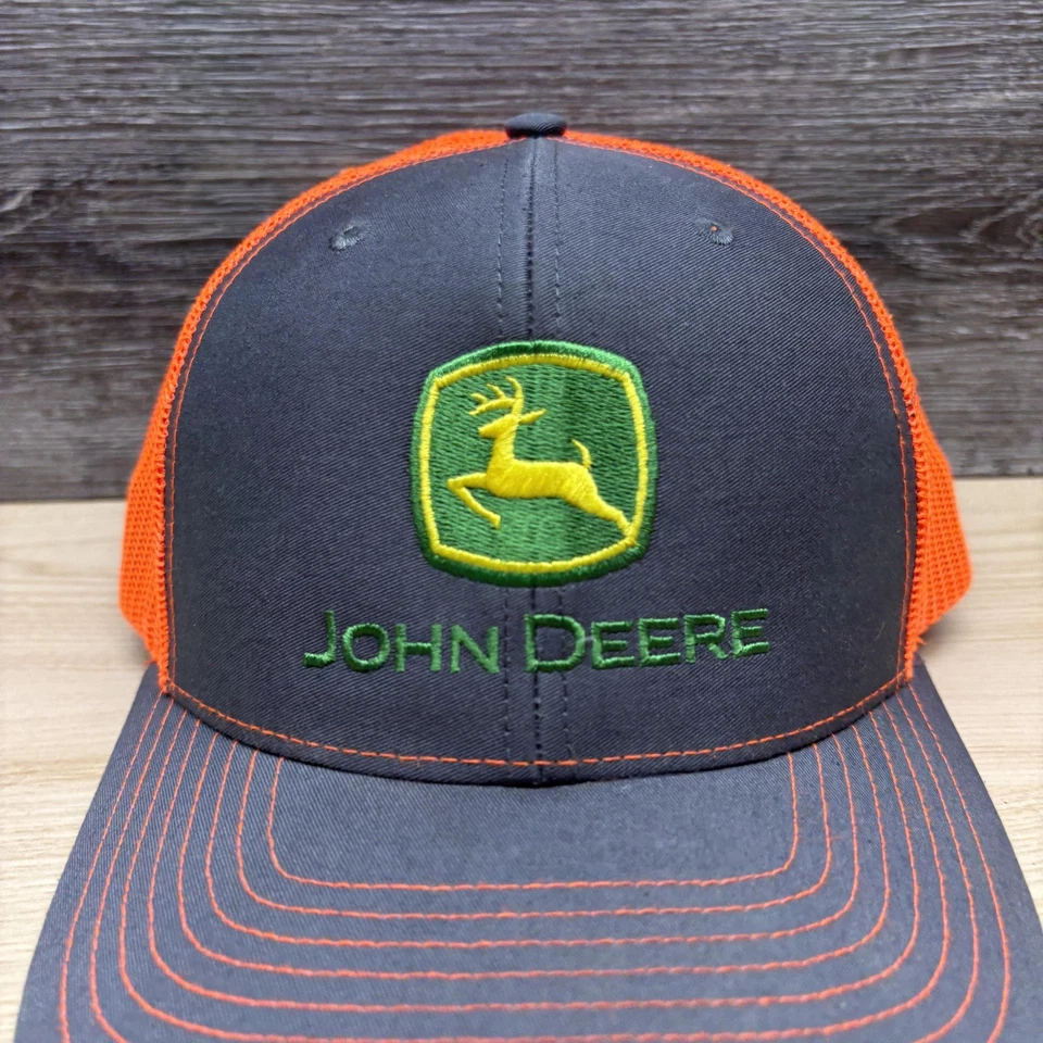 Gorra John Deere Snap Back gris naranja malla camionero para hombre Richardson 112 granja Foto 2 de 4