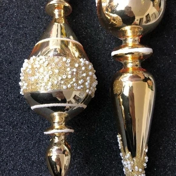 Balsam Hill Tree Christmas Ornaments Biltmore Legacy Finial Gold Ornaments - Image 4 of 4