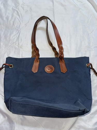 Dooney & Bourke Nylon Shopper Tote Blue Leather Strap Shoulder Bag