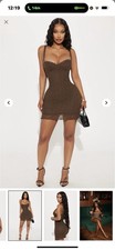 Fashion Nova Chocolate Cleo Lace Micro Mini Dress M