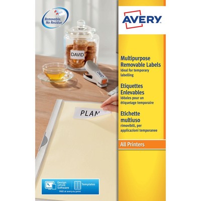 Avery Abnehmbare Etiketten 27 Pro Blatt Weiß Packung mit 675 L4737REV-25