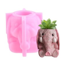 Elephant Flowerpot Pen Holder UV Epoxy Mold Cement Clay Silicone Mould