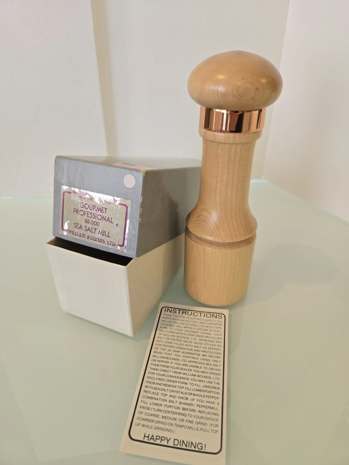 Vintage William Bounds Gourmet Professional Sea Salt Mill Bb-300