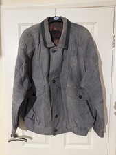 Grey Leather Bar Vintage Bomber Jacket Men’s XXL Used Excellent Condition