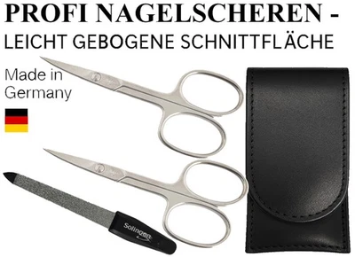 ELOMODA Solingen Nagelschere 2x Set mit Lederetui & Nagelfeile 9 cm Made in Germany