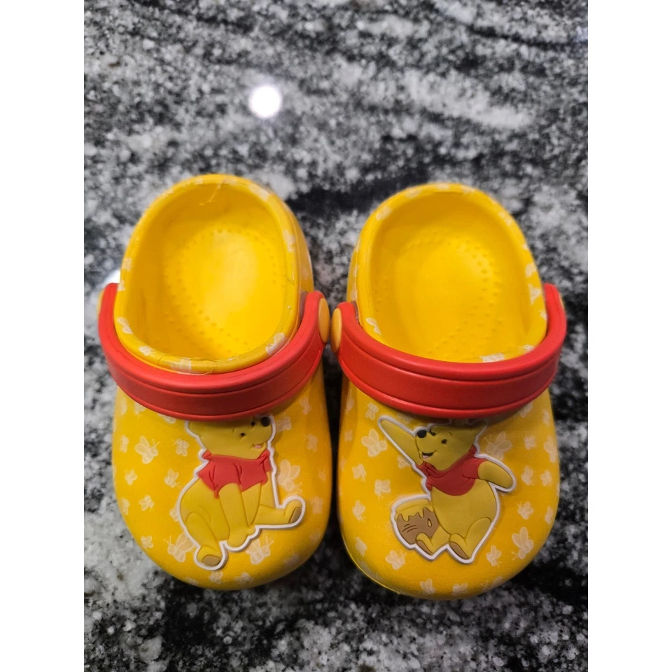Disney Winnie the Pooh Yellow Clogs Sandals Toddler Size 3 Red Strap Slip-On - Image 3 of 4