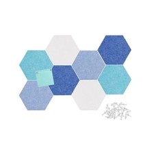 Felt Bulletin Board Tiles, 8 Pcs Hexagon Wall Tiles with Set E, Middle