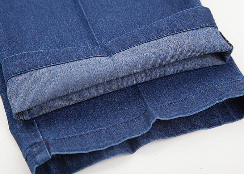 Men Pant Casual Loose Denim Business Stretchy Trousers High Waist Slim