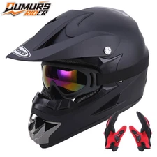Adult Helmet Motocross Motorcycle Dirt Bike ATV Off-road with Gloves Goggles DOT