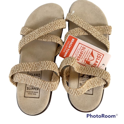 ISLAND SLIPPERS Elastic Flat Slip on Sandals New Size 9 Hawaii Oahu | eBay