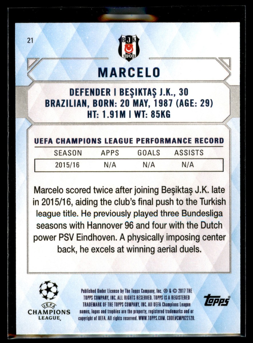 2016-17 Topps UEFA CL Showcase GOLD Parallel Marcelo - Besiktas