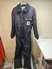 Raven Industries Made In USA Black Hooded Snowmobile Suit Vintage Size Large