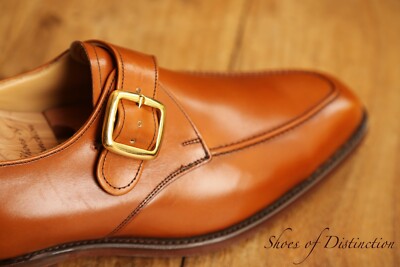 Joseph Cheaney Tan Brown Leather Monk Shoes Men's UK 8 F EU 42 US 9