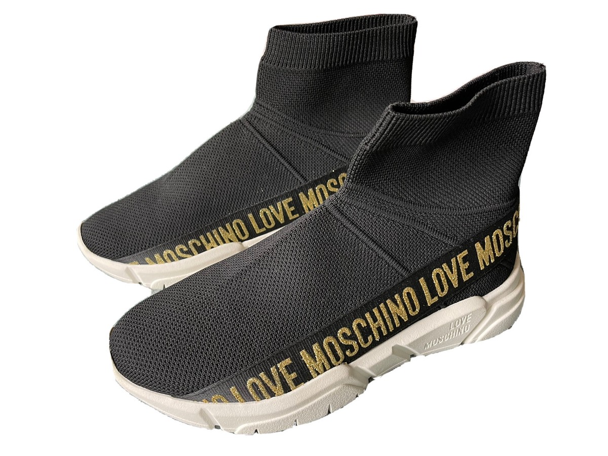 Love Moschino Sock Trainers Black Womens LOVE MOSCHINO Womens Slip