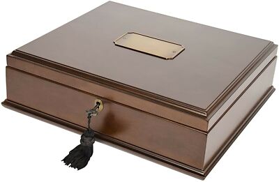 Mahogany Wood Finish Romeo Antico Memory Box Organizer and Lock for Photo Album