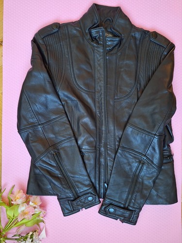 Kenneth Cole Reaction leather jacket, black biker Women XL G III Apparel NWT - Picture 9 of 12