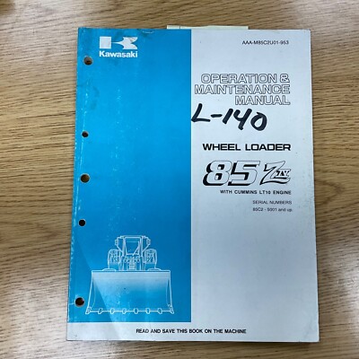 Kawasaki 85 ZIV OPERATION & MAINTENANCE MANUAL GUIDE WHEEL LOADER