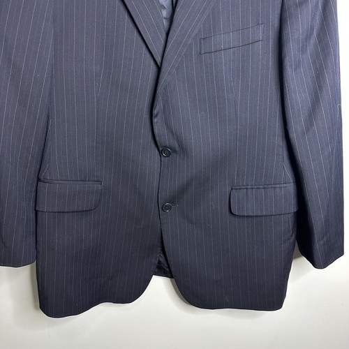 Men’s Brooks Brothers Size 44R Navy Blue Pin Stripe 2 Button 100% Wool Blazer - Picture 3 of 5