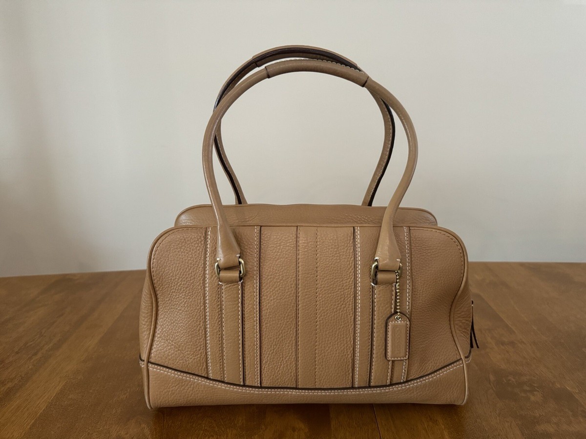 COACH Legacy Tan Pebbled Leather Large Purse Handbag Satchel