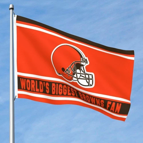 World's Biggest Cleveland Browns Fan Club Flag Banner Decorative Flags | Home Docor | Outdoor Flag | American Football Gift
