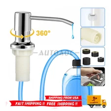 360° Sink Soap Dispenser Stainless Steel Kitchen Hands Liquid Pump Bottle Tube