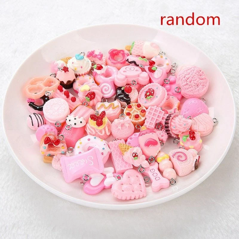 50pcs lot Flatback Food Resin Charms Mini Candy Pendant Charm Jewelry Making Fin