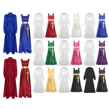 Women Robe Gowns Flared Dress Lady Tunic Worship Dancewear Choir Praisewear