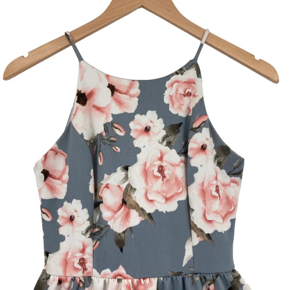 Vestido Aqua Niñas Multicolor Floral Cuello Redondo Sin Mangas Ajuste y Acampanado Talla Pequeña Foto 4 de 4