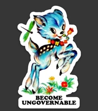 2-pack Become Ungovernable Vinyl Decals - Cute Blue Deer Die Cut Stickers