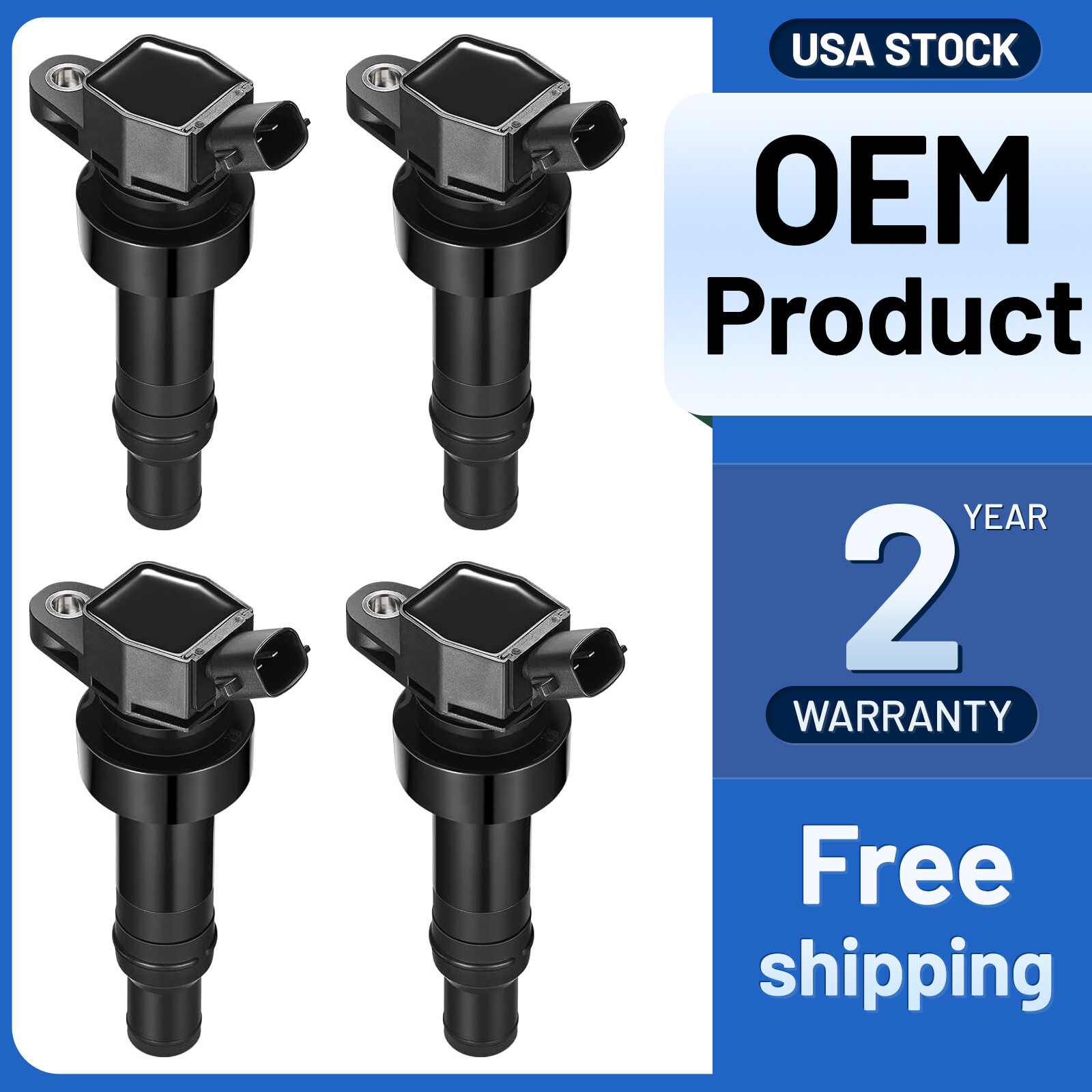 4 Pack Ignition Coils For Hyundai Accent Kia Soul Rio 1.6L 2012-2019 27301-2B100