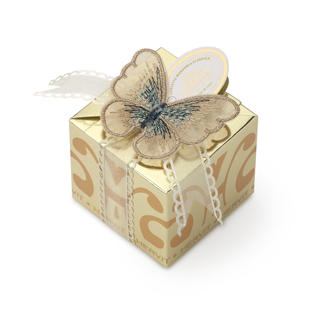 HERVIT ART.27937 BOX CARAT GOLD 6X6X5,5CM FARFALLA ORO