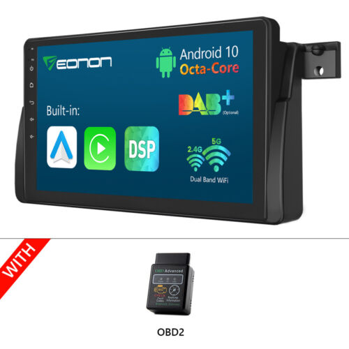 OBD+Android Car Stereo Radio Octa Core 9" GPS Navigation CarPlay DSP For BMW E46 - Picture 1 of 24