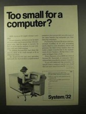 1975 IBM System/32 Computer Ad - Too Small For