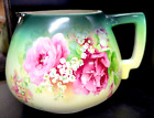 Antique 1920s/30s Victorian porcelain Xl Cider Lemonade Pitcher pink rose floral